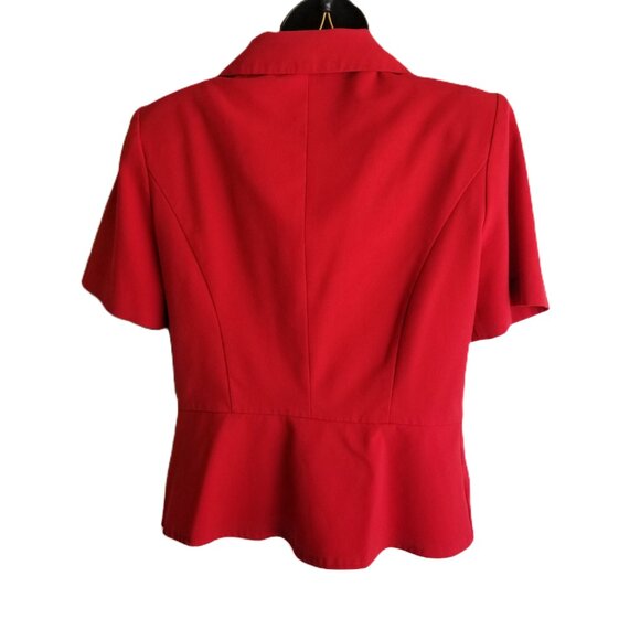 Danny Nicole Red Button Front Blazer Size 10 Peplum Career Dopamine Dressing - Picture 2 of 6